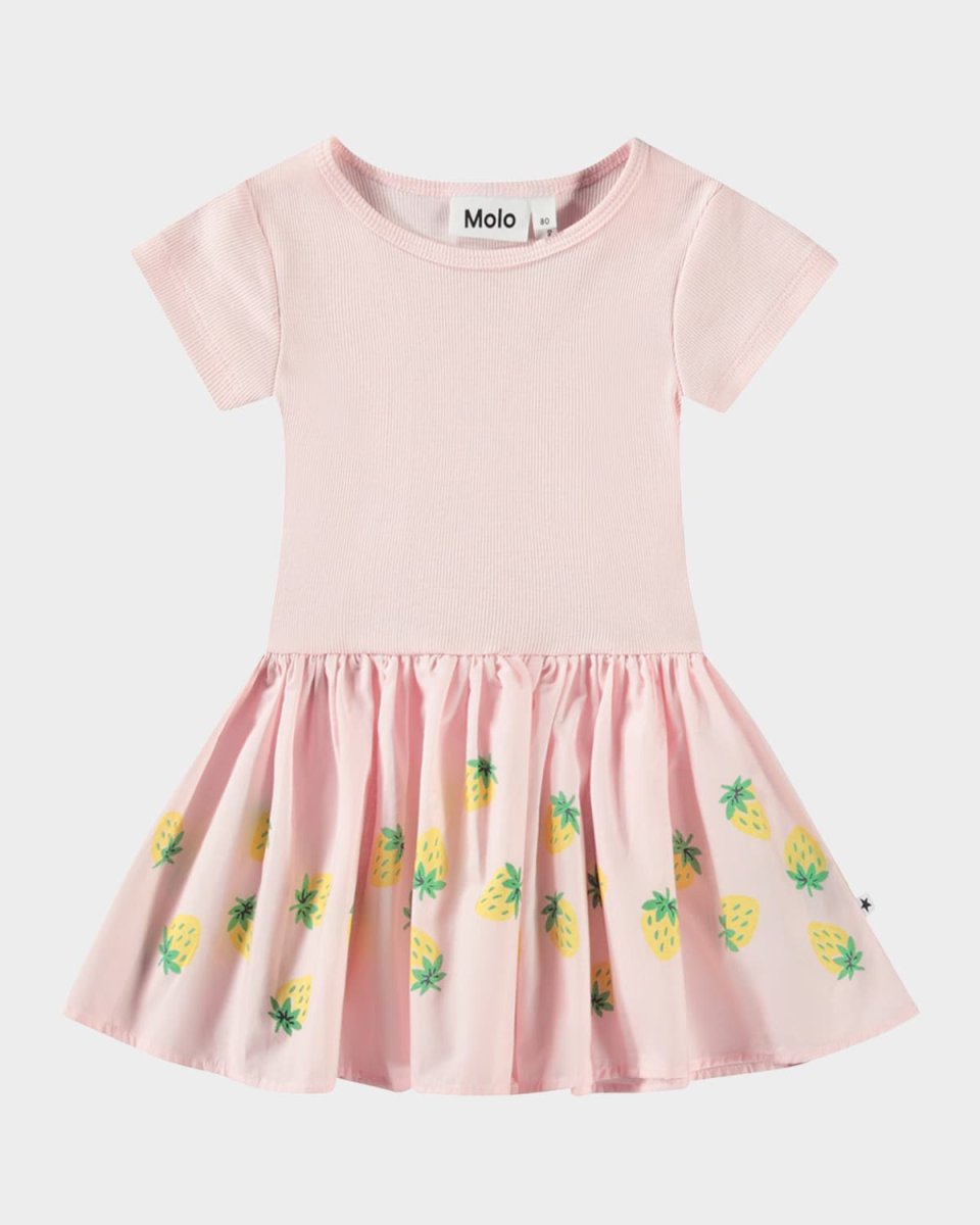 Girl's Carin Strawberry-Print Combo Dress, Size 6M-